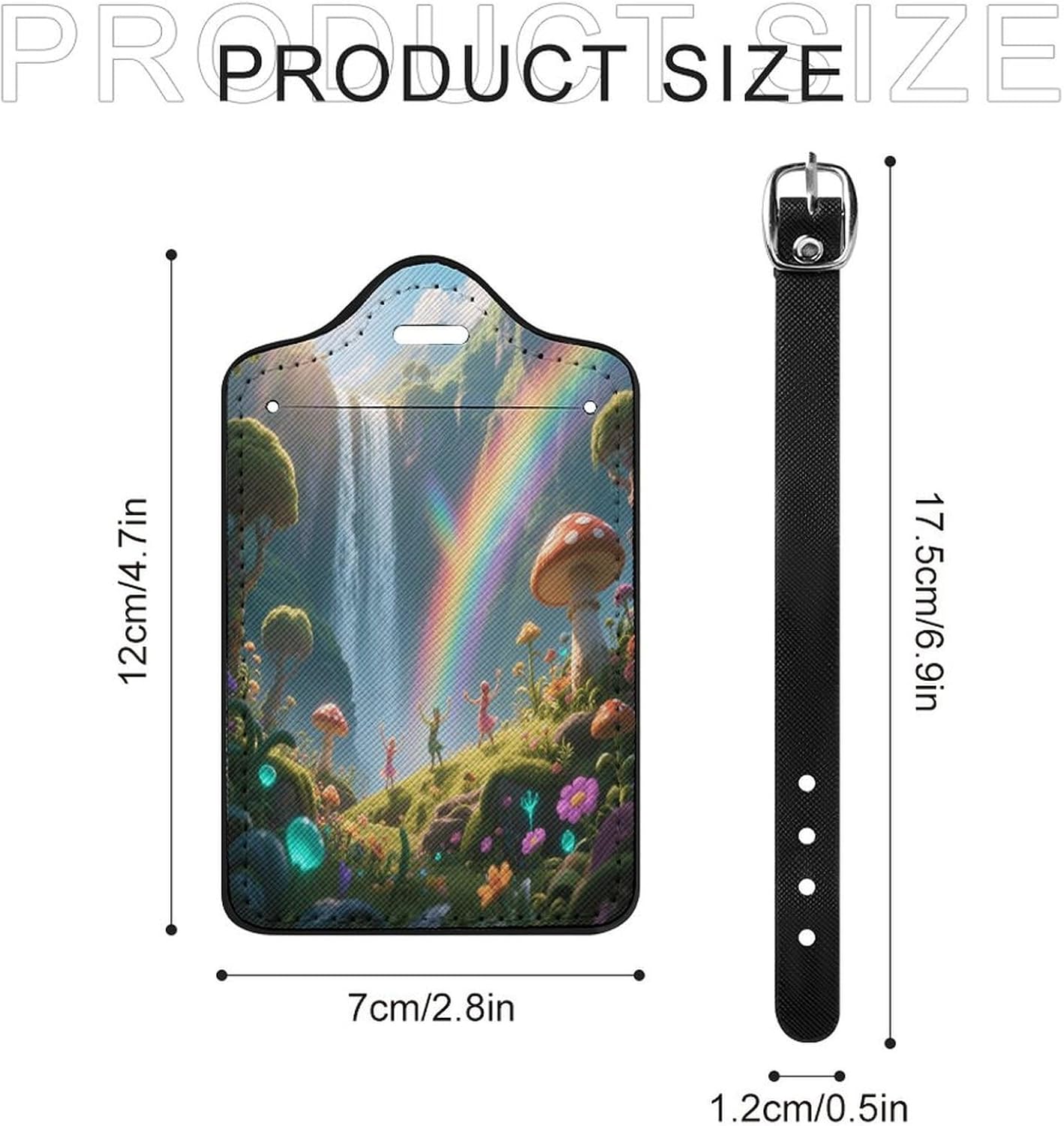 Rainbow Waterfall Valley PU Leather Luggage Tag for Suitcases image 2