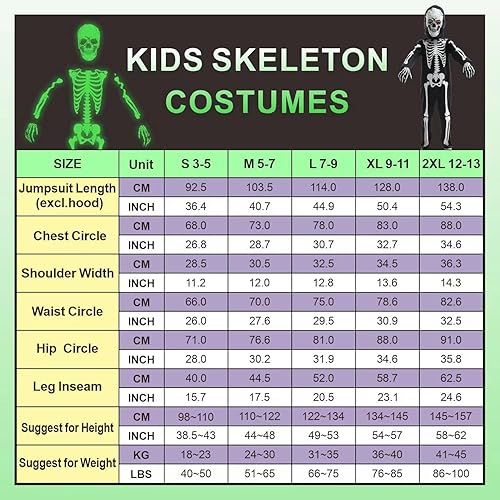 Miniatura 7 de Sincere Party - Disfraz de esqueleto que brilla en la oscuridad, para Halloween, para niños y niñas