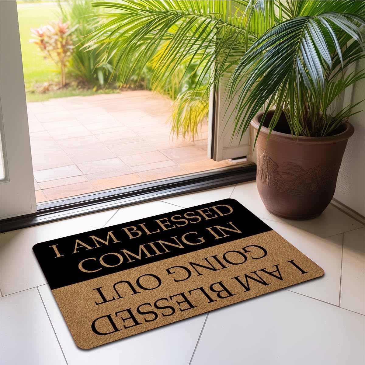 Funny Welcome Doormat with Anti-Slip Rubber Back Prank Gift Home Decor Area Rugs for The Entrance Way Indoor Mats (I AM Blessed Coming in and Going Out) (30x18, Blessed Coming and Going Out)