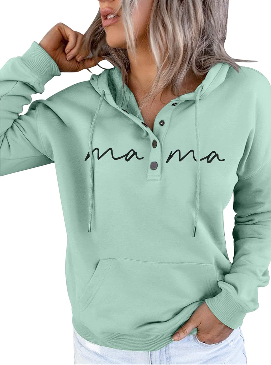 ASTANFY Womens Crewneck Sweatshirt Mama Letter Print Long Sleeve Loose Fashion Pullover Top - Image 4