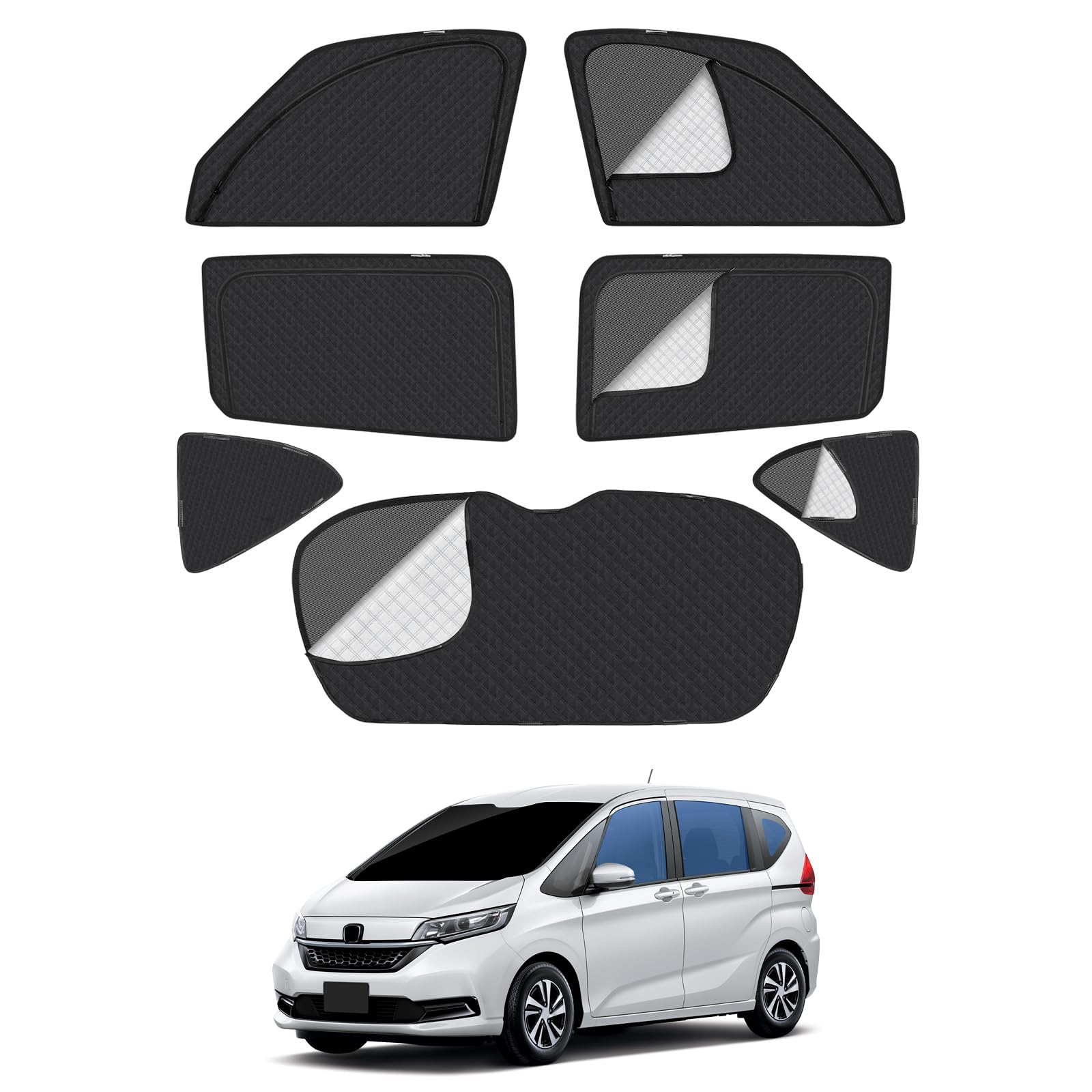 ホンダ　2代目フリード(GB5/6/7/8系)用　サンシェード Amazon | フリード GB5/6/7/8型 車種専用設計 メッシュカーテン 2in1