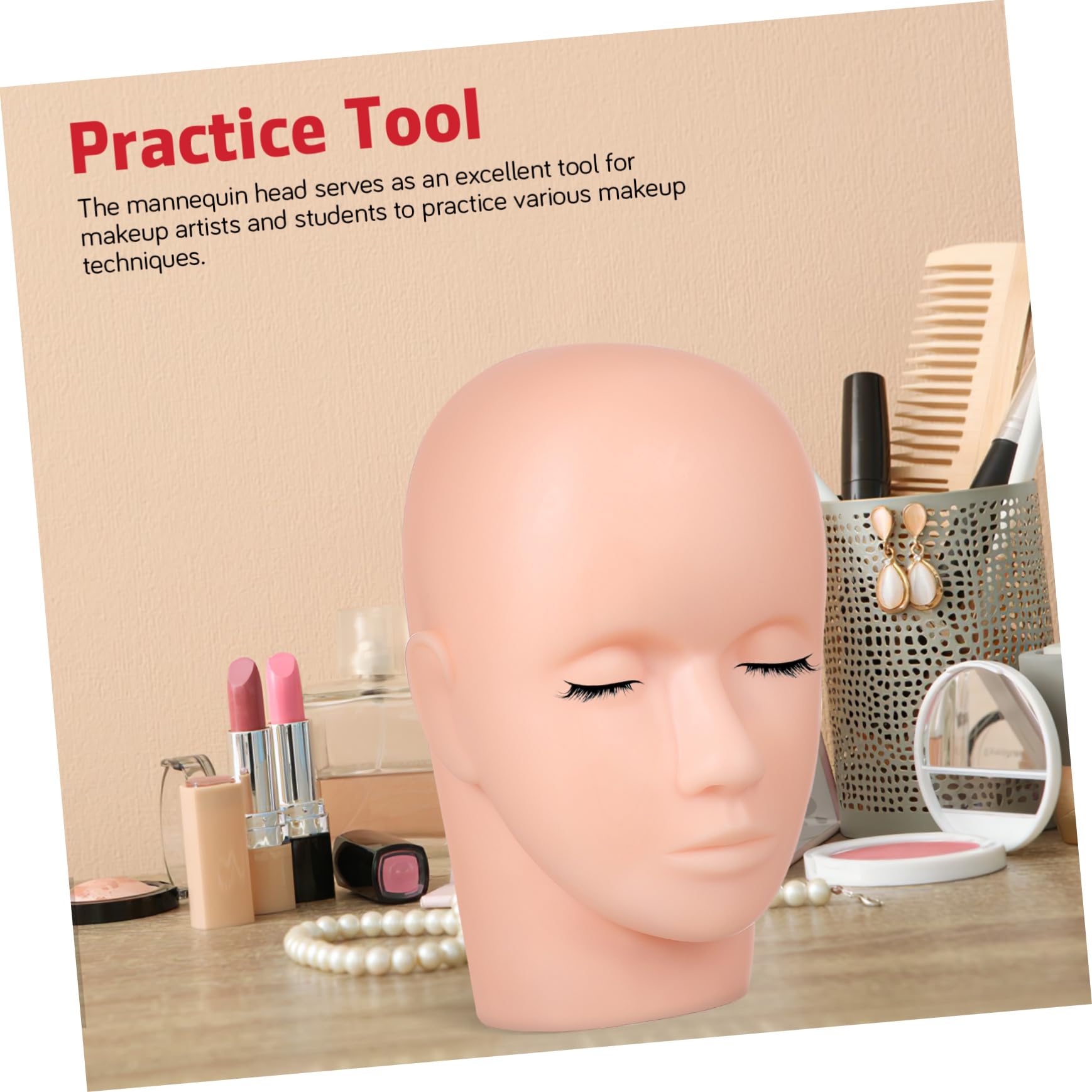 SOLUSTRE 2stücke Übungsköpfe für Wimpernverlängerungen Make-up-praxis mit Silikon-trainingsköpfen Geeignet für Visagisten und Anfänger zum Üben von Schminktechniken und Augenbrauenformen
