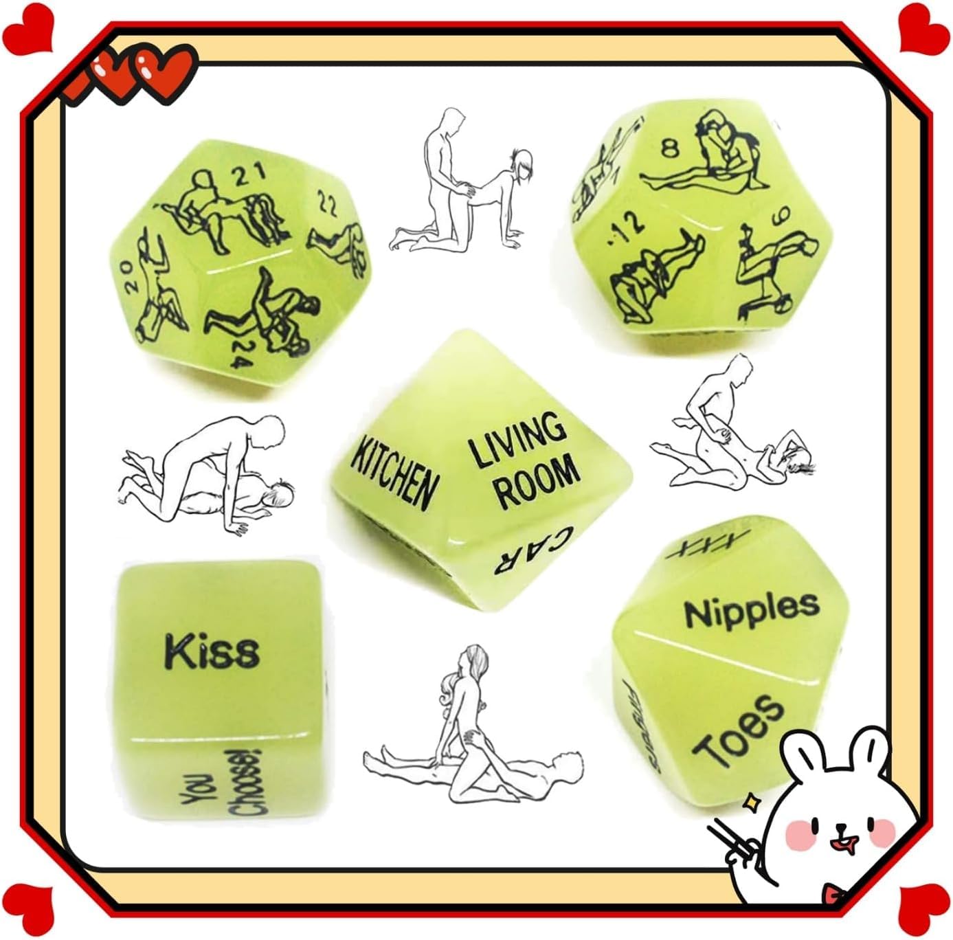 ̶𝙨̶𝙚̶𝙭̶ ̶𝙩̶𝙤̶𝙮̶ ̶ Dado Verde Llama Verde, Regalos para Parejas Juego De Dados para Eventos O Deportes San Valentin