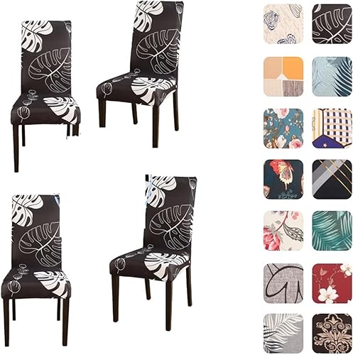 Miniatura 2 de Forros para Sillas De Comedor - 46 piezas impresas para sillas de comedor de elastano, antideslizante, lavable, fundas de muebles adecuadas para