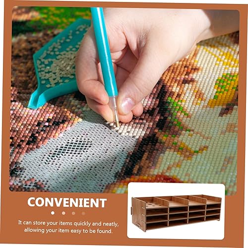 Miniatura 8 de EXCEART Bandejas de madera, 3 juegos de estante de almacenamiento, bandeja de arte de diamante, torre de herramientas de diamante, contenedor de