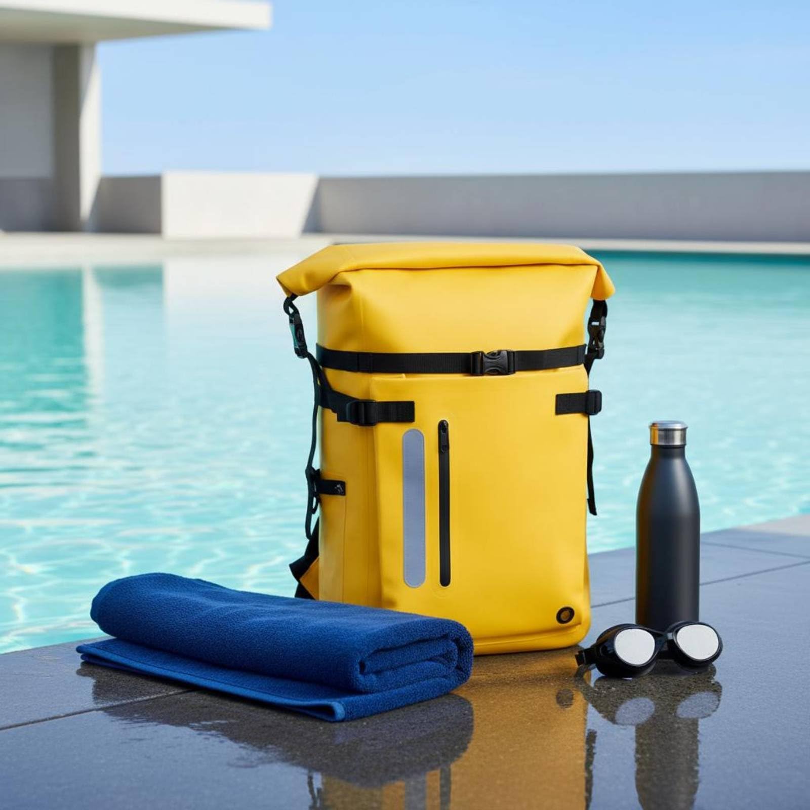 Sac à Dos Imperméable Sport Extérieur Multiusage Grand Contenant PVC 500D Fermeture Solide Adapté au Rafting Baignade Randonnée Plage, Noir, Noir, 30L