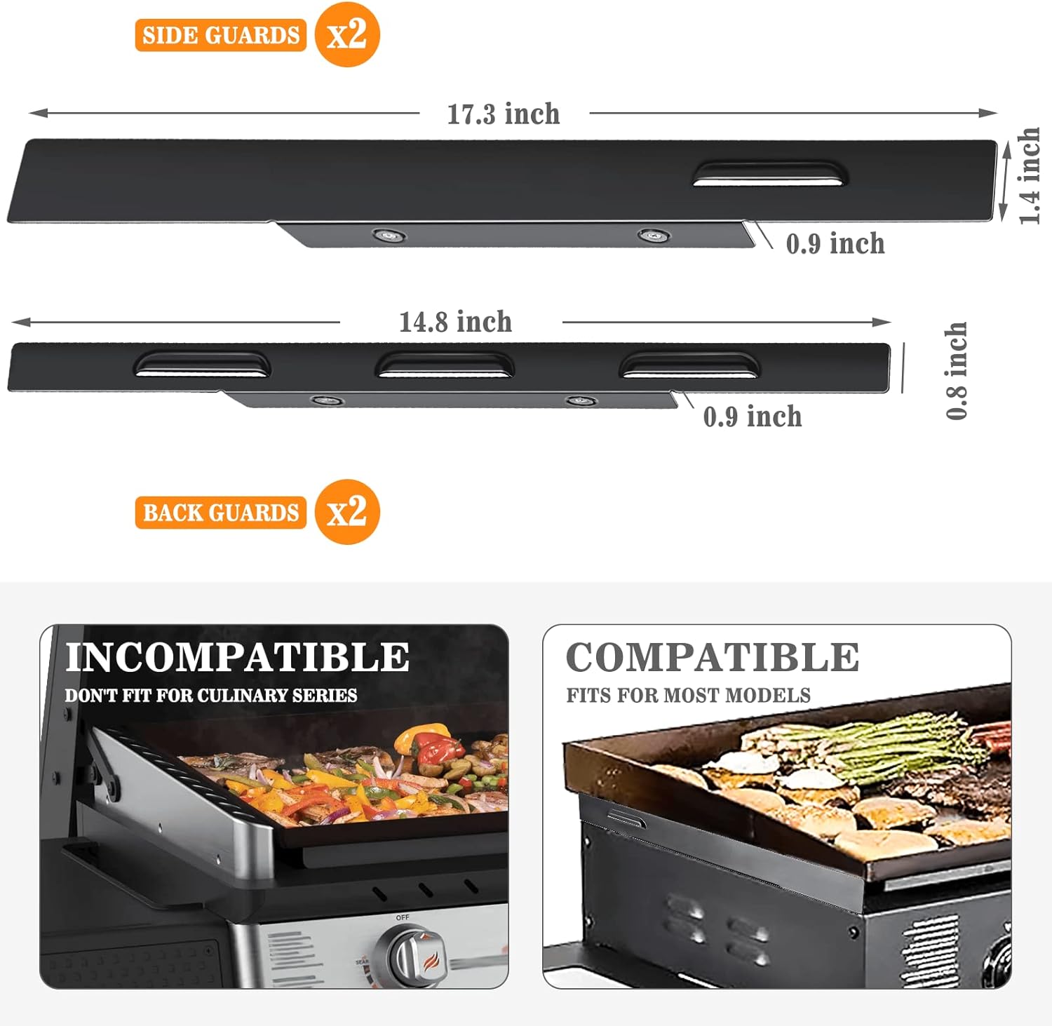 GRISUN Grease Cup Grease Catcher and Wind Guards for Blackstone 36 inch Griddle, Powder Coated Steel Magnetic Wind Shields for Holding Heat, Compatiable with Side Shelf, Rear Grease Cup and Hood