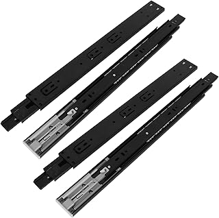 LANIAKEA 2 Pairs Heavy Duty Drawer Slides 16 Inch Under-Mount Drawer Slides Load Capacity 99LBSPair Full Extension Side Mount Ball Bearing Sliding Drawer Slides, Black-16 In