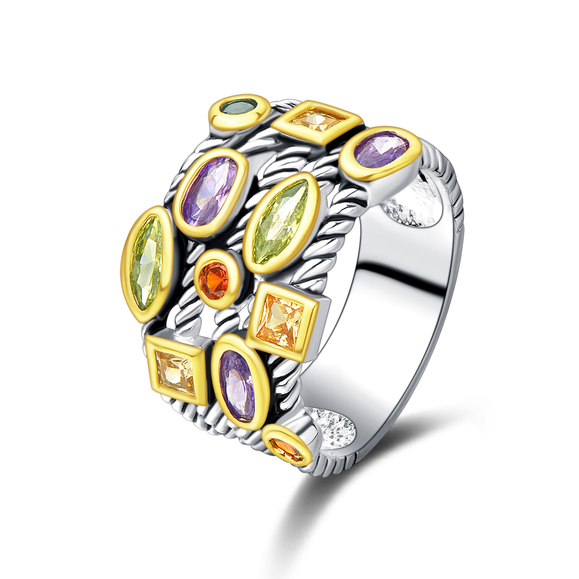 UNY JEWEL Ring Beautiful Multi CZ Twisted Cable Wire Designer Fashion Brand Vintage Love Antique Womens Jewelry