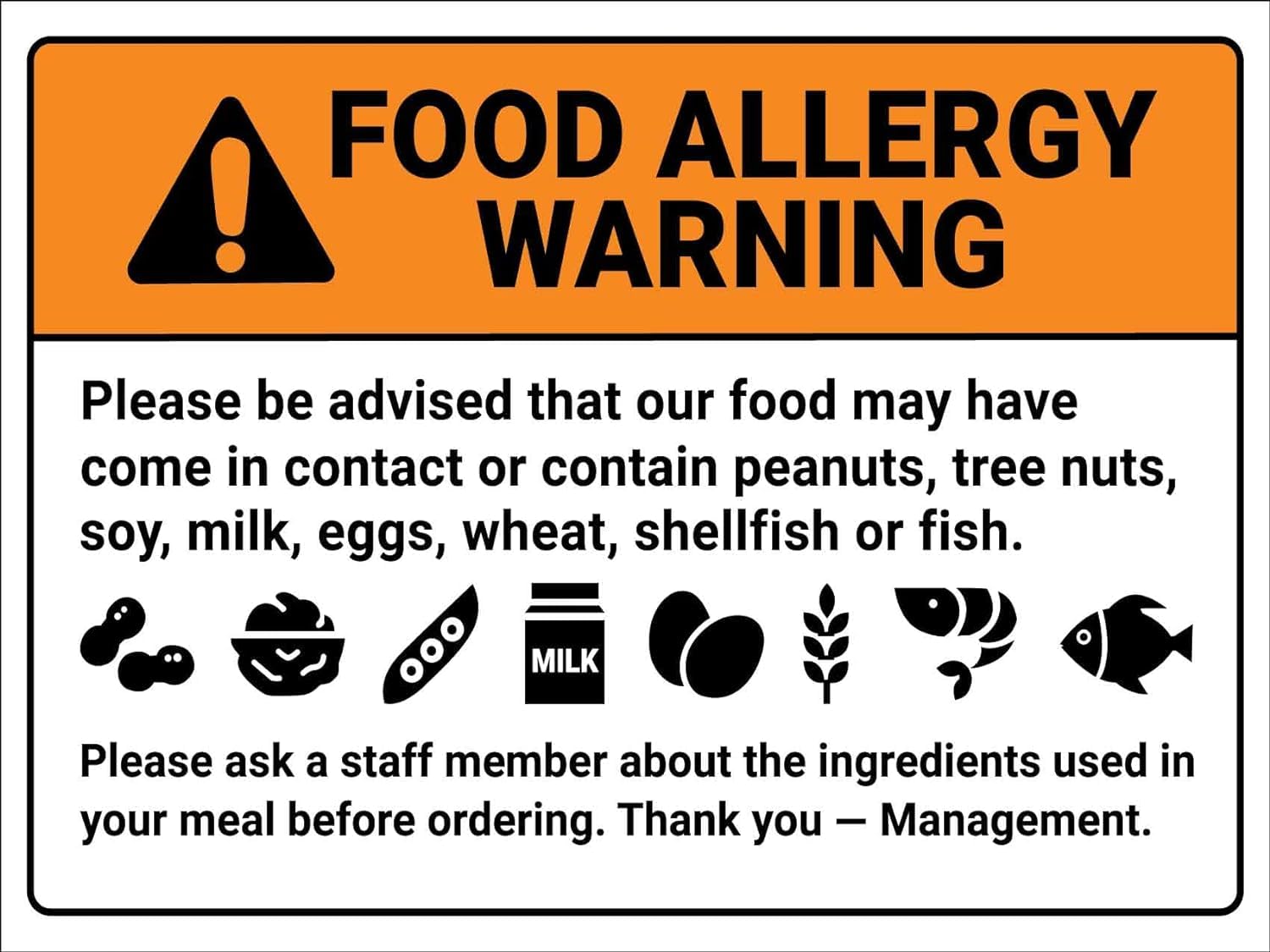 Anceky FoodWarning Symbols Sign Metal Tin Sign Caution Danger Safety Security Warning Notice Signs for Cafes Bar Club Store 8x12 inch