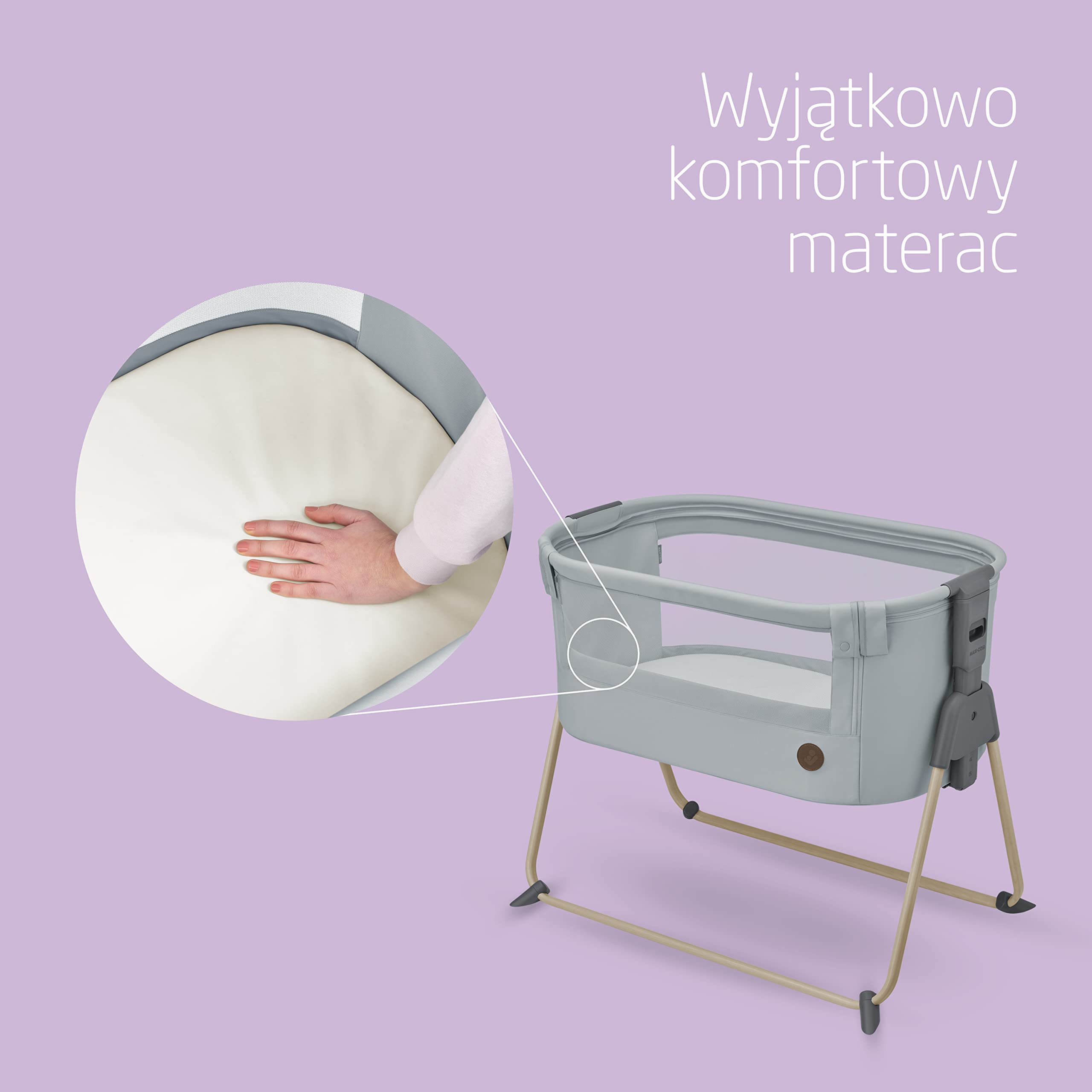 Maxi-Cosi Tori 2 w 1 Łóżeczko dostawne, Kołyska dostawna, 0–6 mies, 0–9 kg, kompaktowe składanie, Lekkie, 5 opcji wysokości, Przenośne łóżeczko dostawne z oddychającą siateczką, Beyond Grey