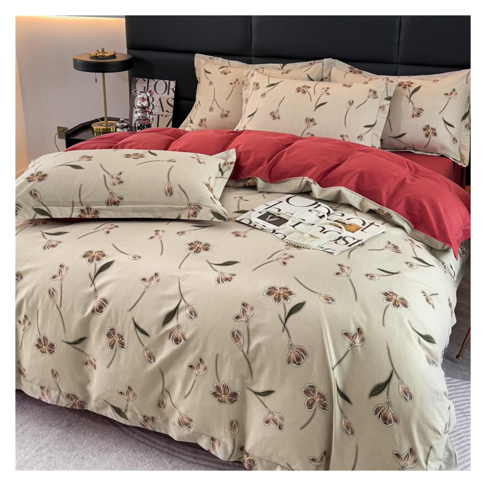 Housse de couette 100% coton de qualité supérieure, parure de lit florale 220x240 cm
