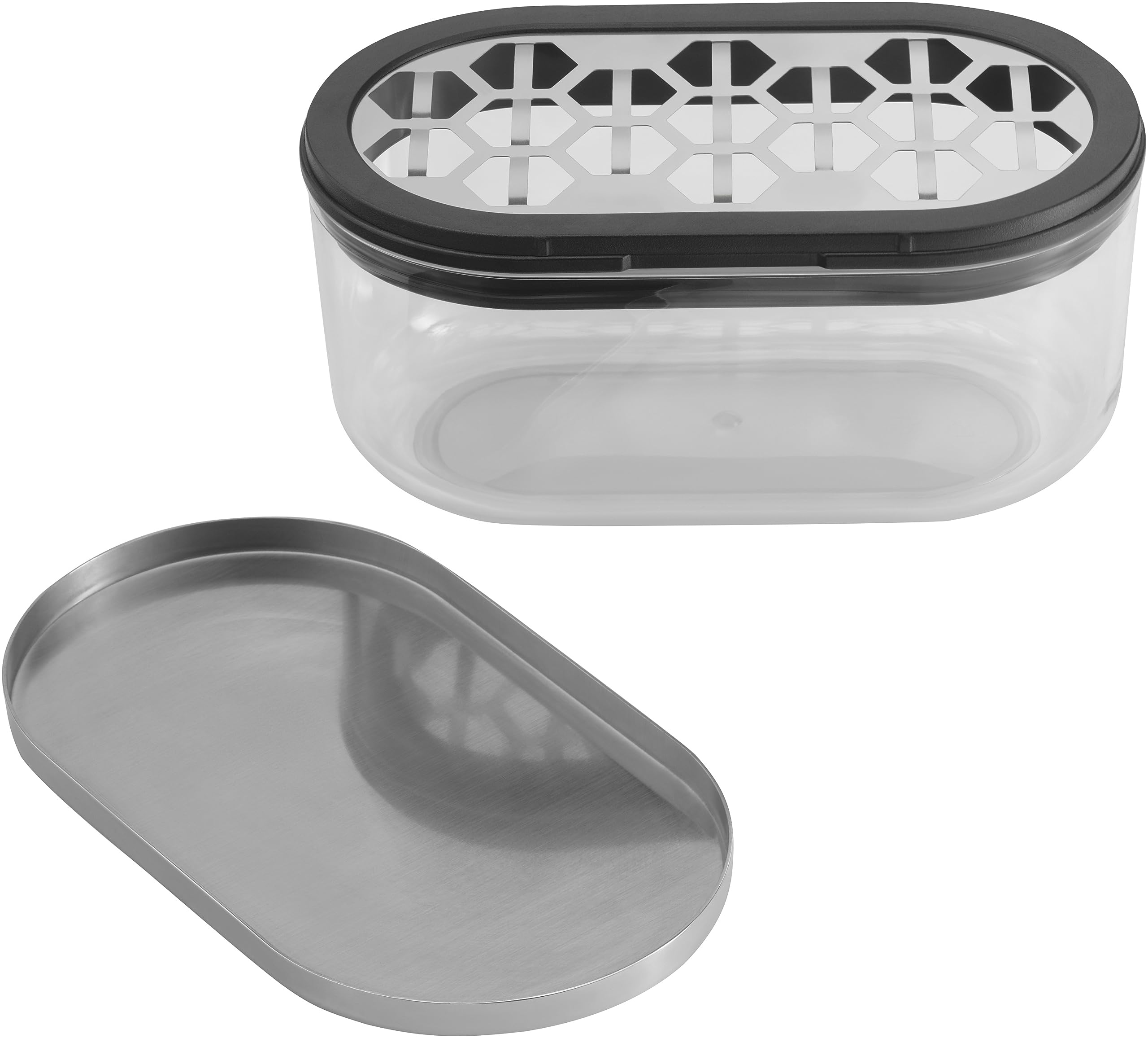 WMF Parmesanreibe mit Behälter und Deckel, 15 x 8,5 x 7 cm, Käsereibe, Cromargan Edelstahl, Kunststoff, Reibe für Käse