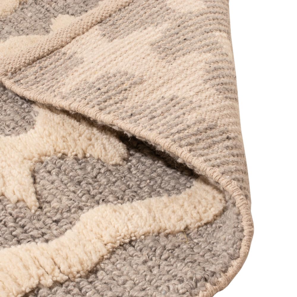 Morgenland Wollteppich Naturals Handgeknüpft 50% Schurwolle, 50% Jute Abstrakt Beige 90 x 60 cm Rechteckig Schlafzimmer, Kinderzimmer
