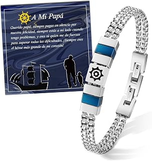 FANCIBAND ES-Geschenk Papa Armband für Vater, Herren-Armband aus Edelstahl doppelt, Geschenk für Papa zum Vatertag Geburtstag Weihnachten