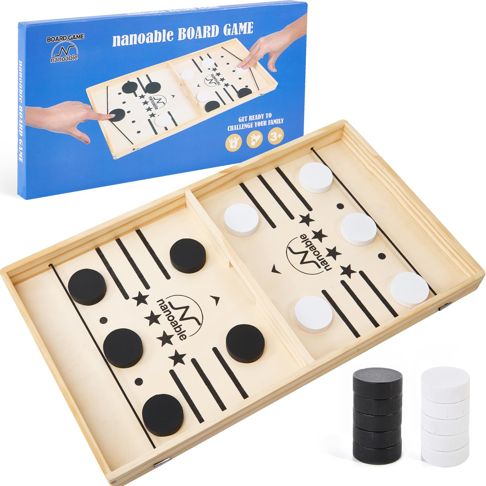 Extra Large Fast Sling Puck Game, Classic Board Games for Family Game Night, Foosball Winner Battle Table Game, 2 Player Interactive Games for Ages 3 and Up