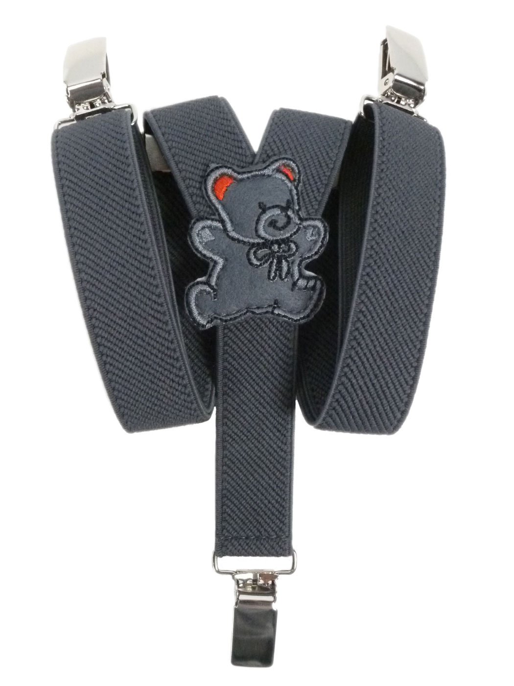 Olata Children’s Elasticated Teddy Design Y-Shape Braces/Suspenders (0-2 Years) - 2cm. Grey