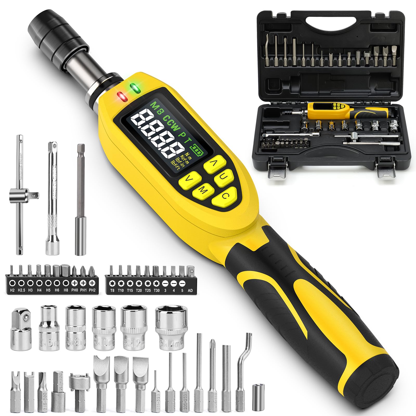 Photo 1 of YIYEIE 46-Pc Digital Torque Screwdriver, 3.5-70.8 in-lb, ±1% Precision Electronic Torque Screwdriver Set with Buzzer & LED, 1/4" Inch Pound Torque Driver with S2 Bits for Bike Repair & Scope Mounting
