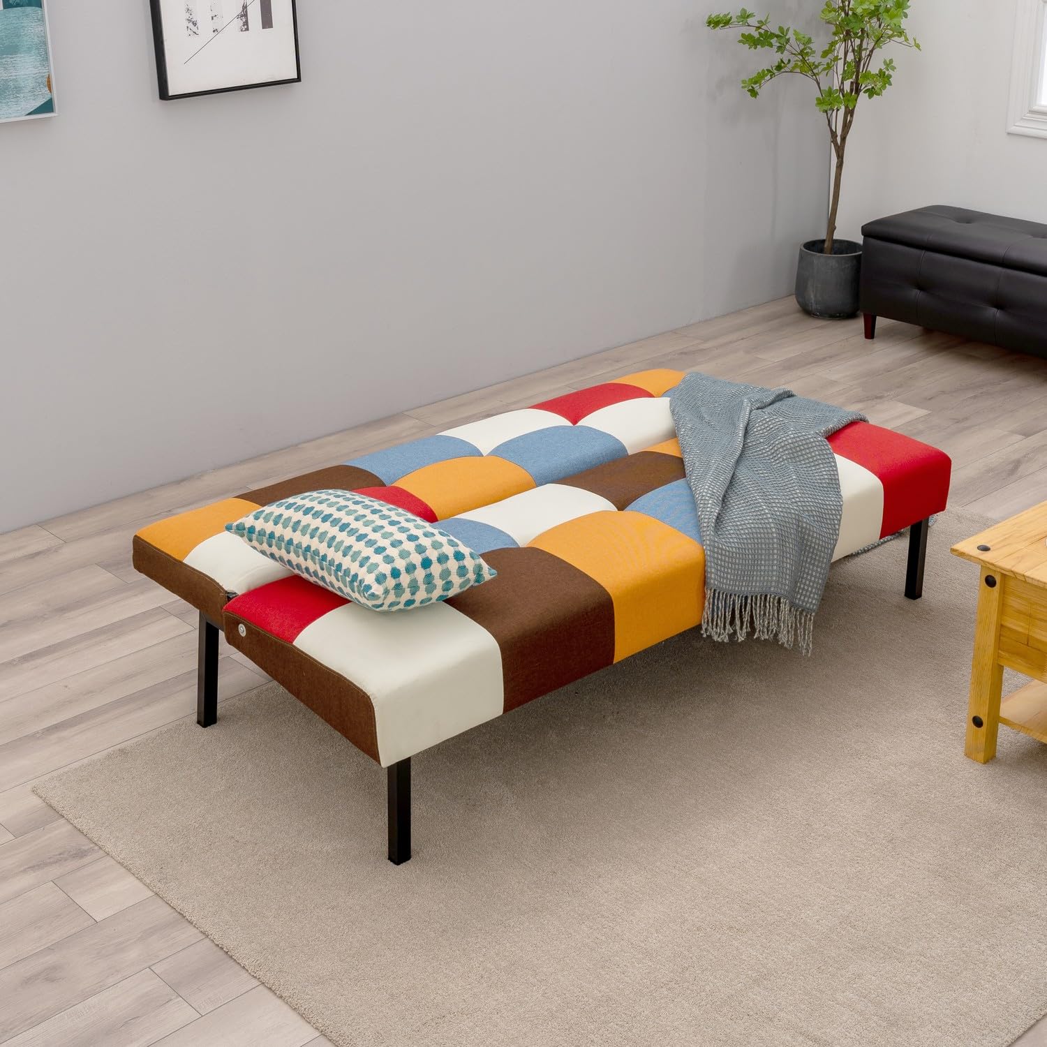 Canapé-lit futon convertible avec fauteuil inclinable pour petit espace de salon 3 places (coloré)