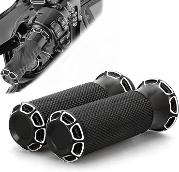 1" Non-Slip Street Glide Rubber Handlebar Grips for Harley FLHX Road King Electra Road Glide Softail Dyna Electronic Throttle Grips 2008-2023 NO Wire