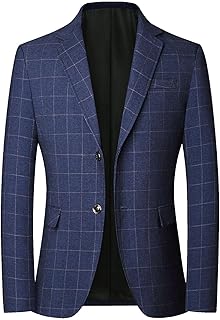 Men's Plaid Slim Fit Blazer Jackets Suit Two Buttons Lightweight Sport Coats Casual Blazer