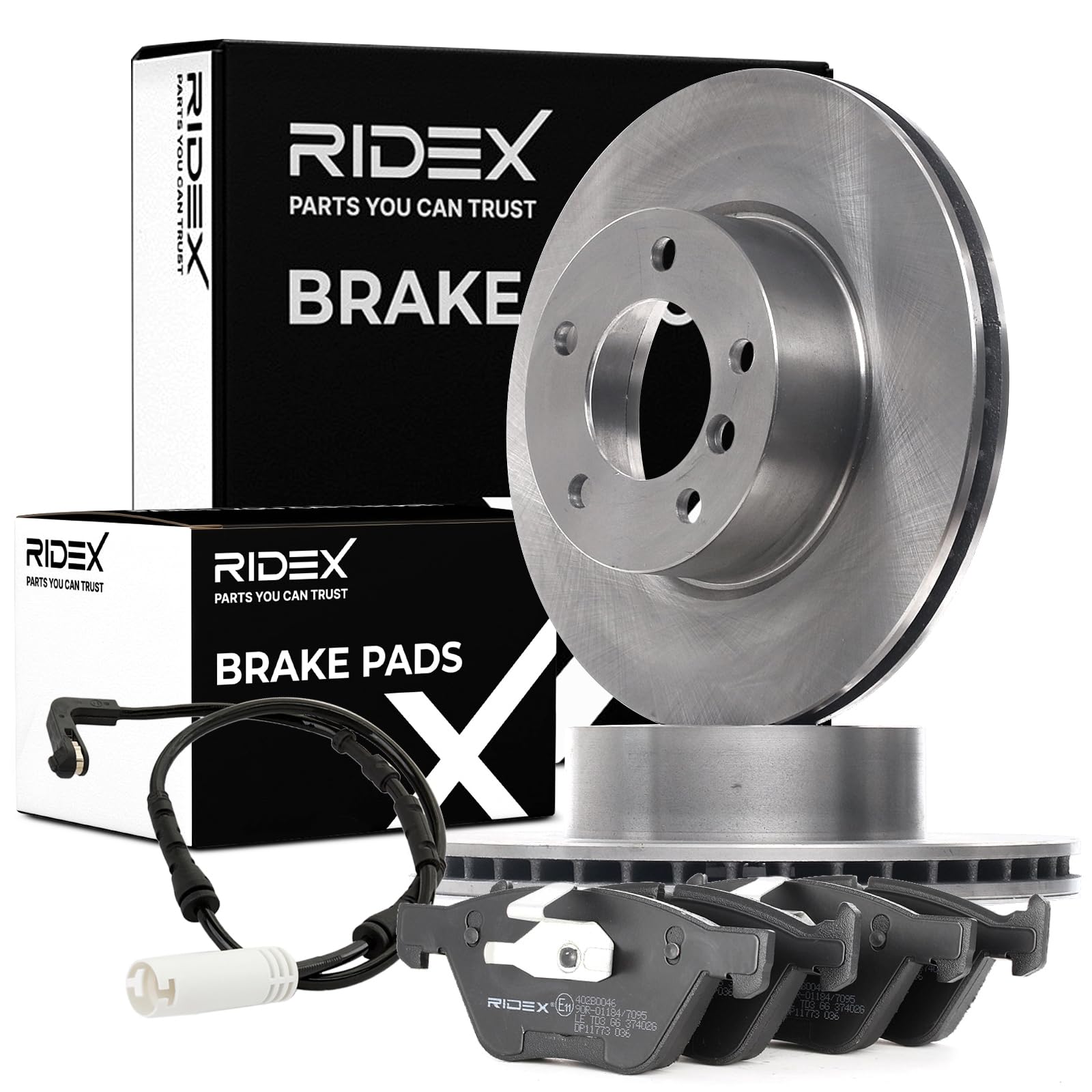 RIDEX 3405B0498 Juego para eje Kit de discos de freno y pastillas Delantero sin tornillos Compatible con BMW 3 Touring E91