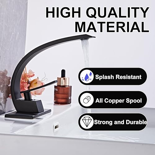 Miniatura 5 de Wovier grifo de mando único para lavabo, cromo y níquel cepillado o bronce aceitado, diseño de cascada, grifo mezclador