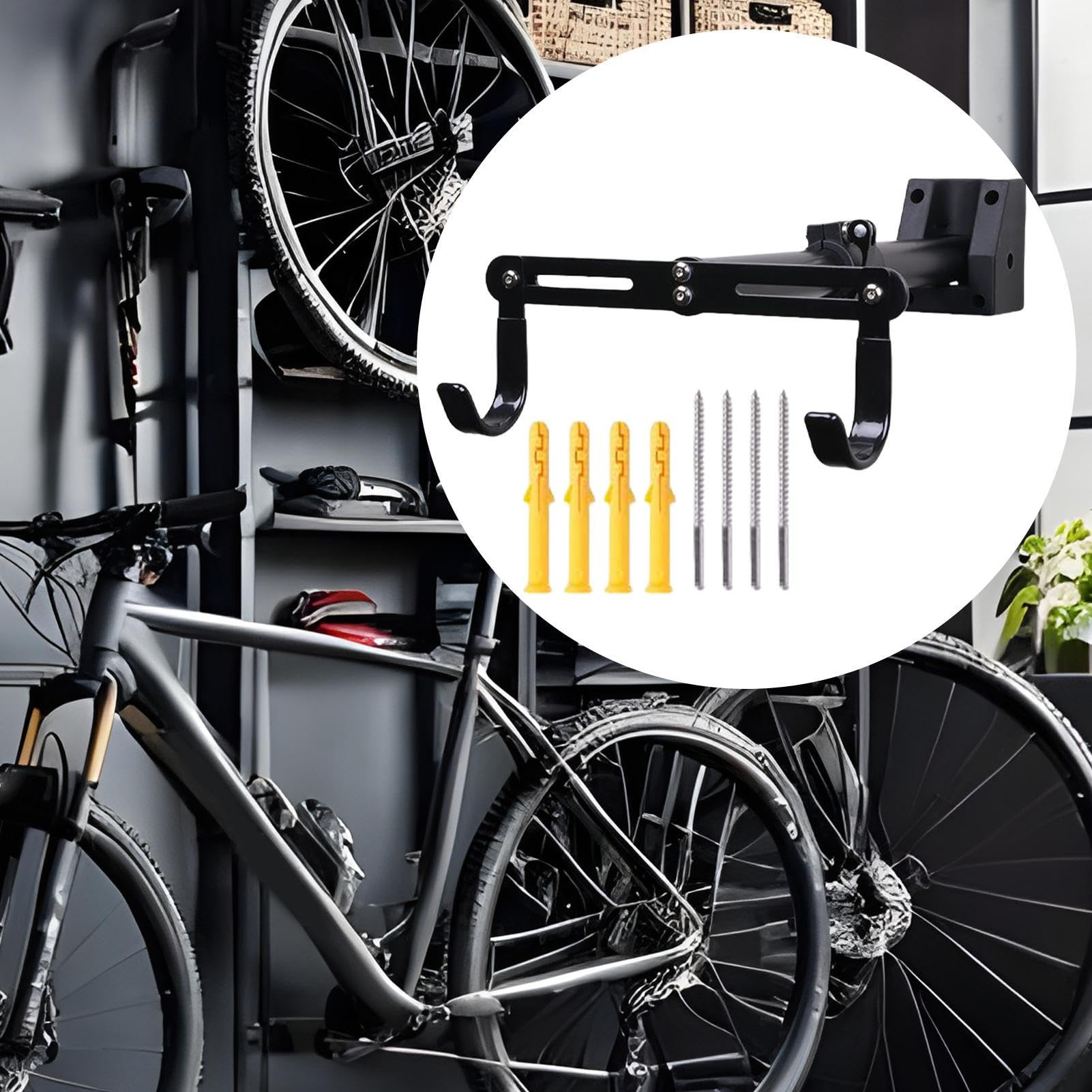 Uchwyt Ścienny Na Rower Wytrzymały, Oszczędność Miejsca, Regulowany 360 | Poziomy Uchwyt Rowerowy Na Ścianę Do Garażu Organizer Do Garażu, Sklepu, Ogrodu, Domu, Podwórka, Szopy,