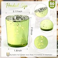 Vista 2 de Raiten 50 portavelas votivas de vidrio a granel, portavelas votivas para decoración de bodas, fiestas, centros de mesa para mesa, hogar, despedida