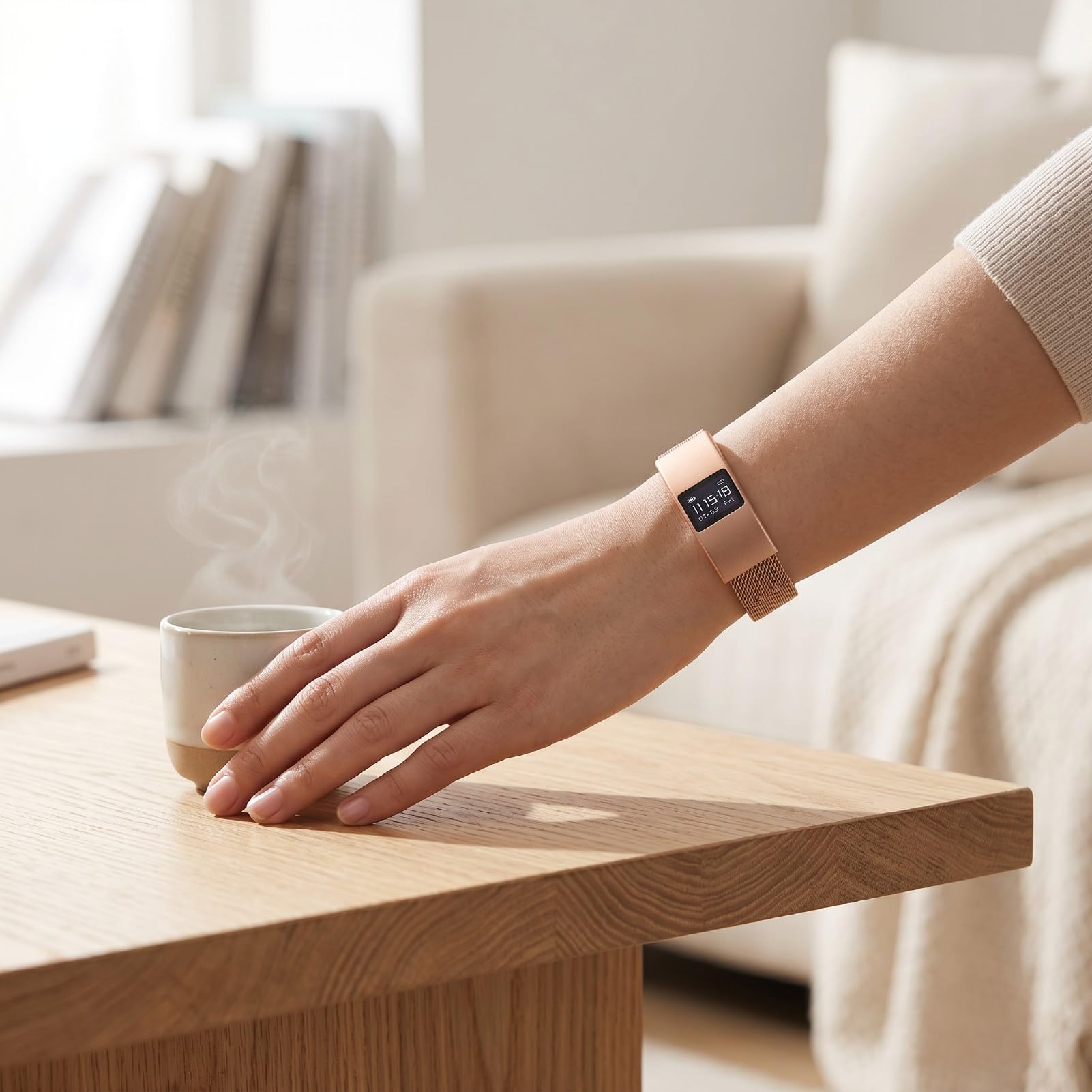 Dpofirs Braccialetto Smart Indossabile, Tracker attività Fitness per Donna e Uomo, Cinturino Regolabile in Acciaio Inox, for Sport Quotidiano e Allenamento