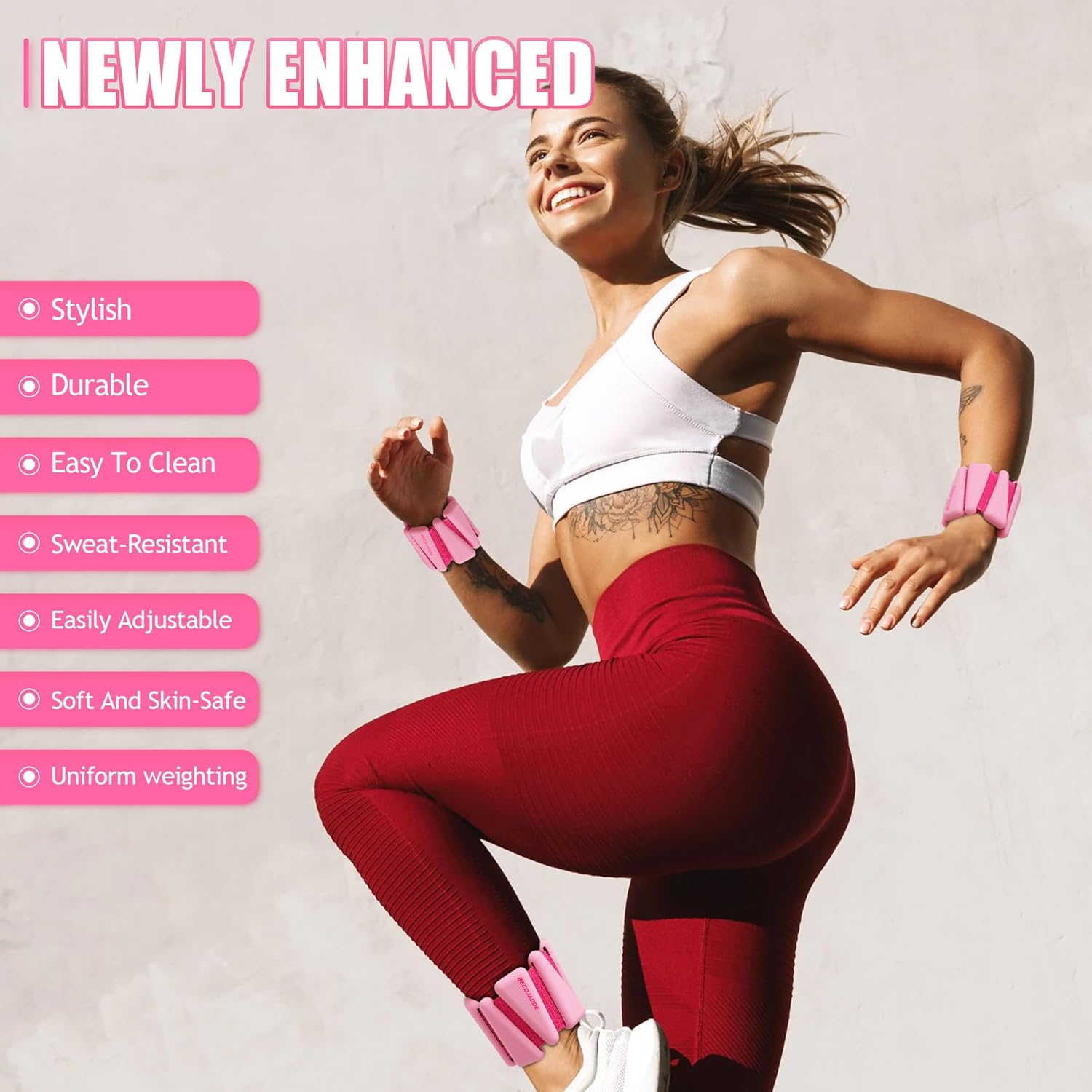 Ankle Weights for Women Wrist Weights Set of 2 (1 lb/2 lb Each) Adjustable Arm Leg Weight for Womens Men Suitable for Walking Swimming Running Pilates Yoga Gym - Image 2