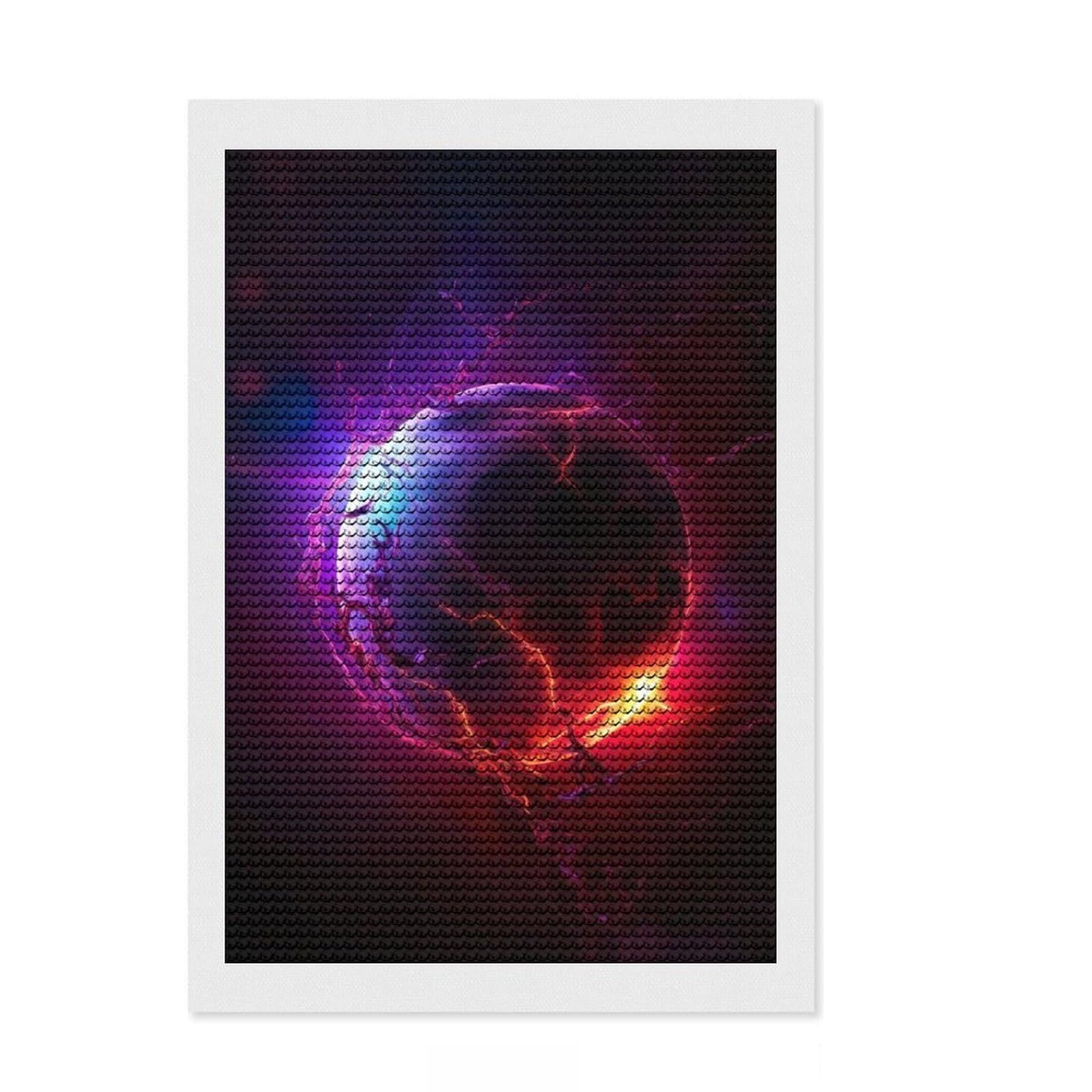 Junmoney Electrified Purple Planet Diamond Art Canvas 8"x12", for Teens, Nice Detail and Sparkle, Farmhouse Decor, Festive Craft Gift, Easy to Enjoy