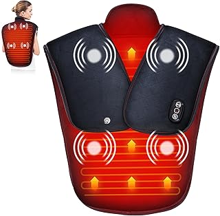 Snailax Large Heating Pad for Neck and Shoulders, Heated Pads for Back Pain Relief, Electric Back Heated Wrap,Fast Heat Pad with Massager & 5 Massage Mode, Auto Shut Off,Gifts