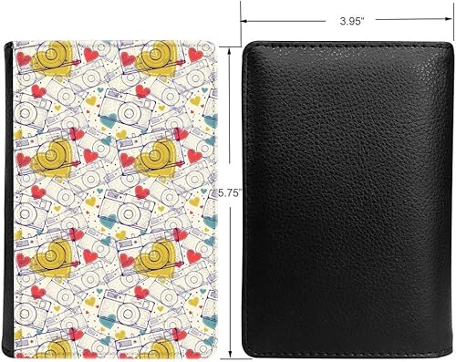 Miniatura 2 de PU Leather Passport Holder Travel Wallet RFID Blocking Card Case Cover With Unique Pattern (Ink sketch camera pattern