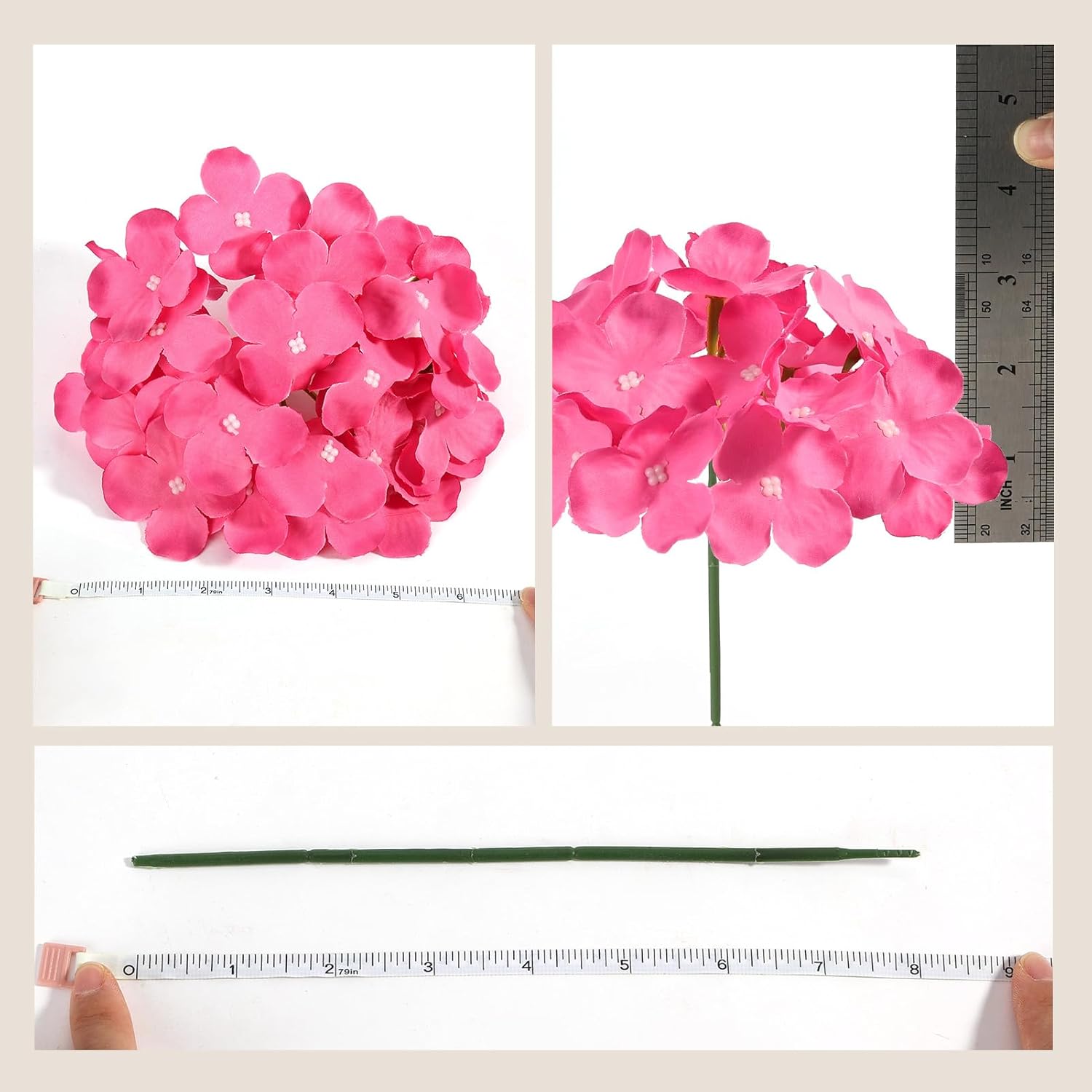 Auihiay 64pcs Hydrangea Artificial Flowers, Rose Red Artificial Hydrangea Flowers, Silk Hydrangea Heads with Stems for Garden, Home Party Baby Shower DIY Wedding Centerpiece (Rose Red) - Image 7