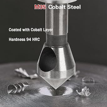 Countersink Drill Bit Set Deburring Chamfer Drill Bits, 4Pcs Cobalt Coated Countersink Drill Bit, Countersink Bits for Metal, Stainless Steel, Copper, Wood