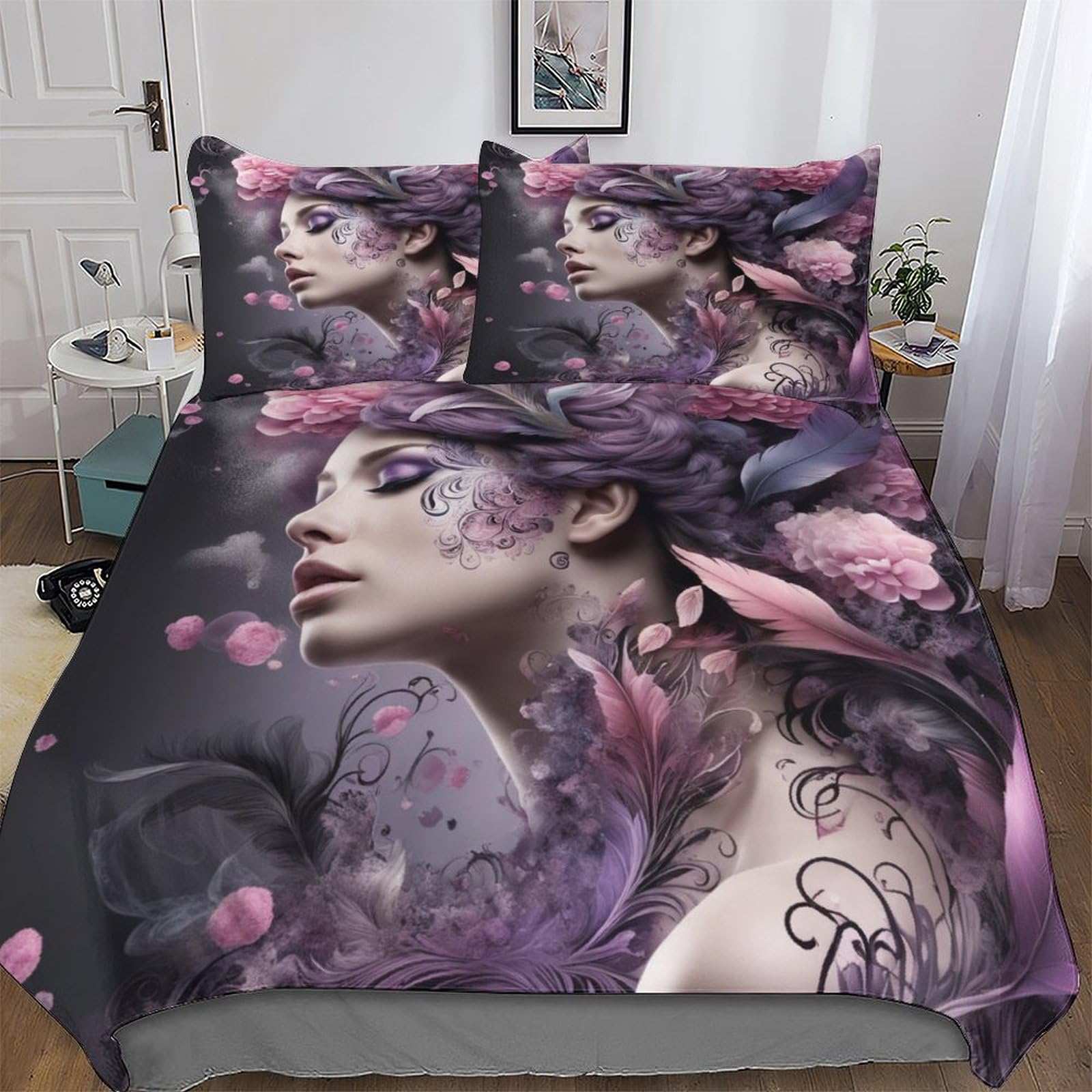 Housse de couette avec taie d'oreiller rose goddess king pour enfants adultes