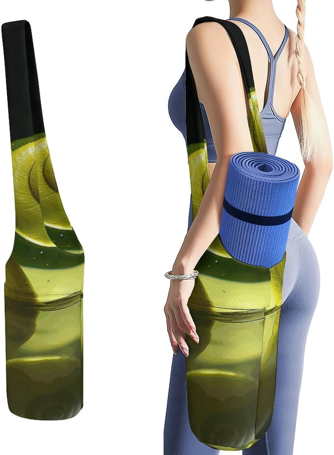 Glass Snail Yoga Mat Bag Long Tote Yoga Bag with Large Side Pocket Yoga Mat Carrier Fit Most Size Mats