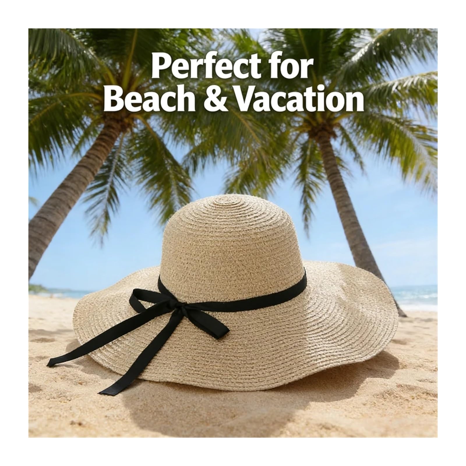 1 Uds. Sombrero de paja ala ancha verano diseño lazo plegable Sol playa for mujer accesorio vacaciones hecho a mano