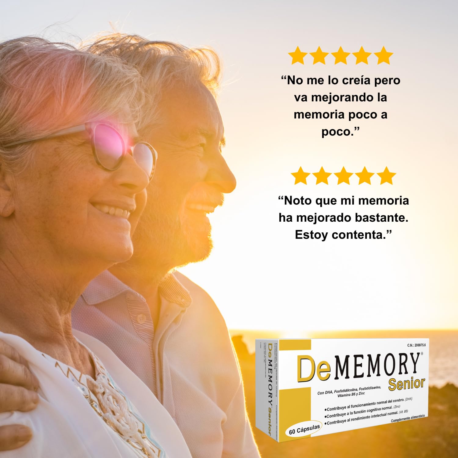 DeMemory Senior 60 Cápsulas - Pack de 2 Unidades - Tratamiento para 4 meses - Contribuye al Funcionamiento Normal del Cerebro en Personas Mayores - con DHA, Fosfolípidos, Vitamina B5 y Zinc