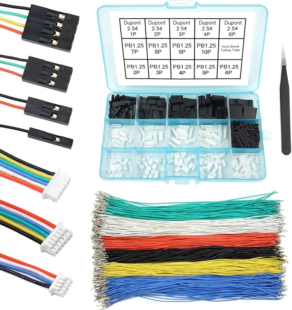 PB1.25 to Dupont 2.54mm Connectors and Cables Kit Compatible with Molex PicoBlade 1.25mm Pitch Connectors 20cm Wires