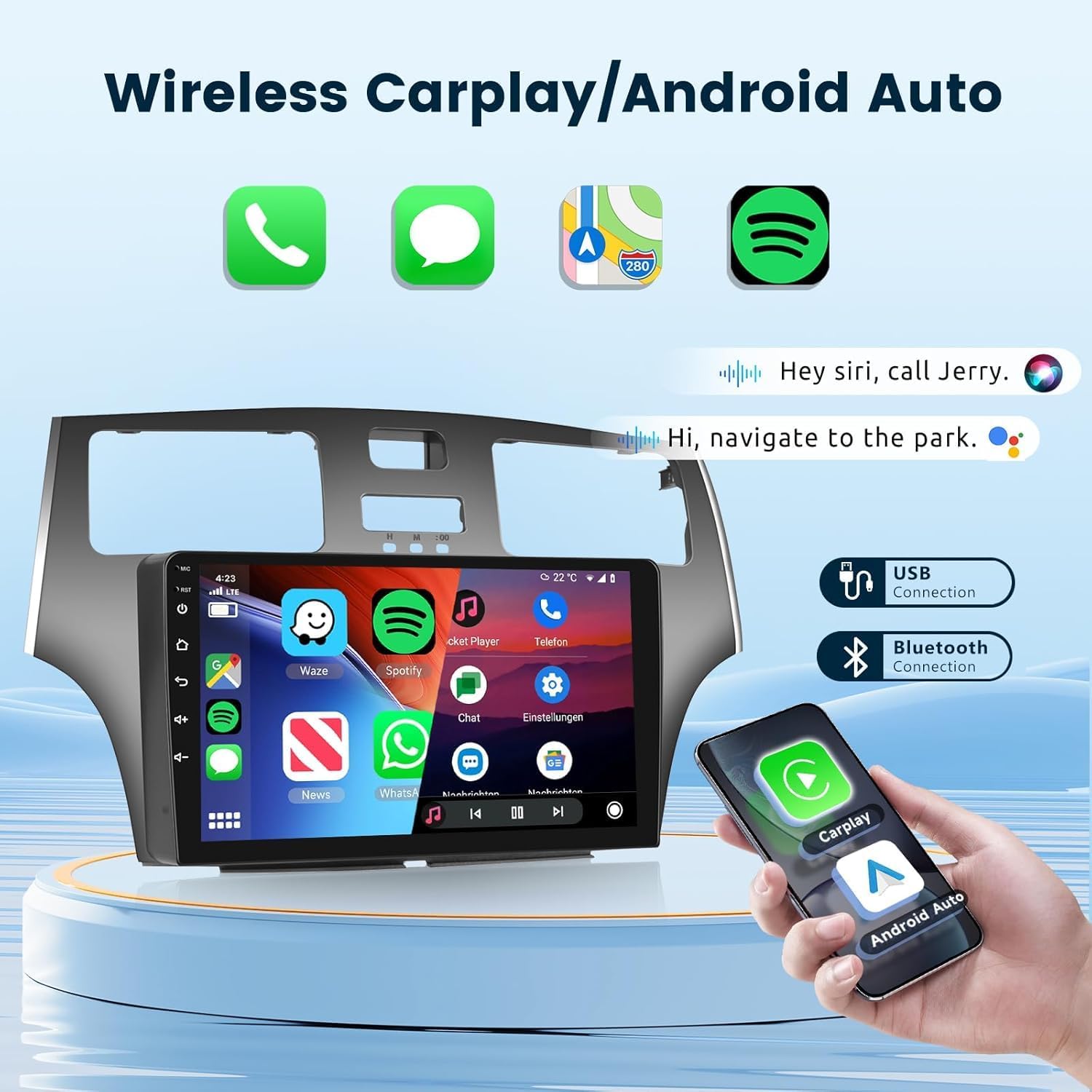 2G+64G Car Radio Stereo with HiFi Audio for Lexus ES250 ES300 ES330 2001-2006, Wireless CarPlay/Android Auto 9 Inch HD Touch Screen Android 13 GPS WiFi Bluetooth FM/RDS EQ HD Backup Camera