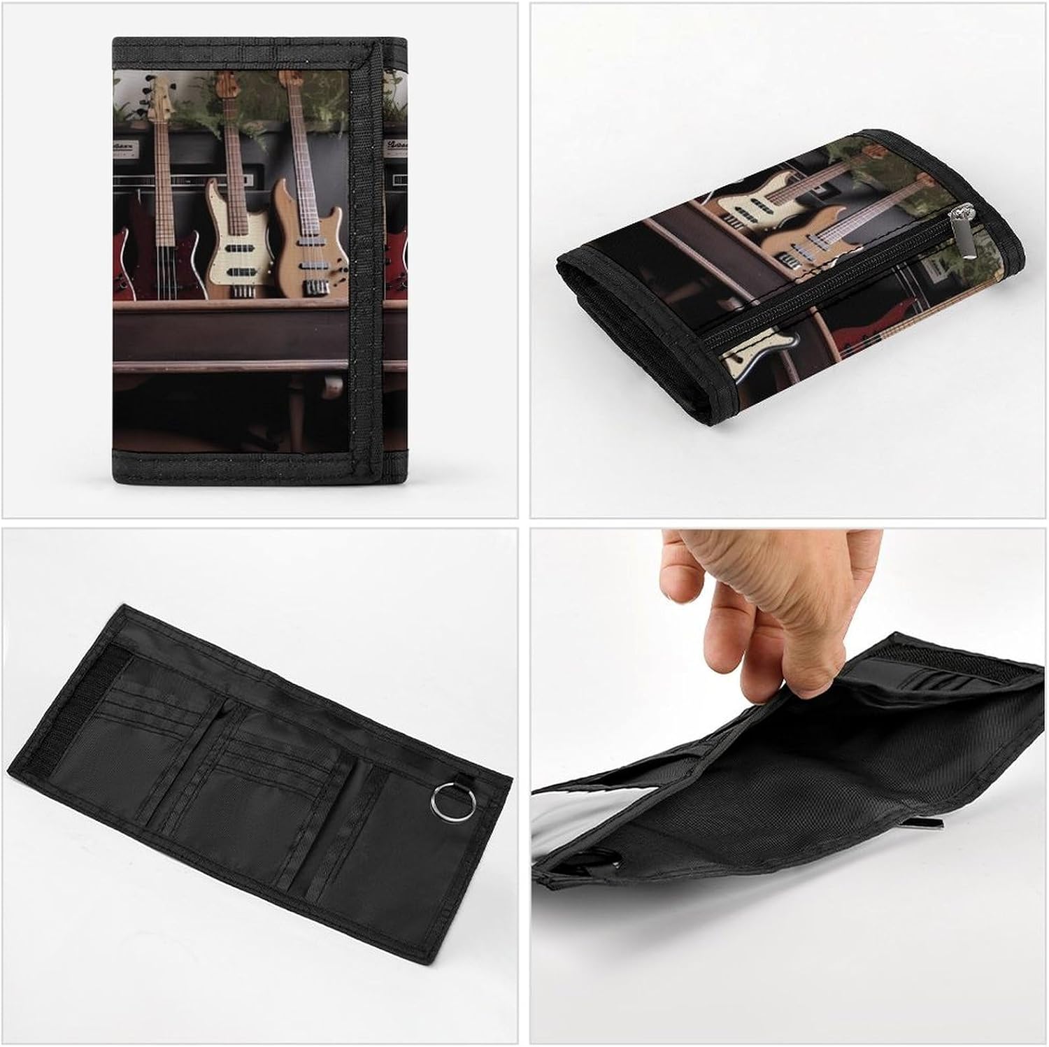 Guitar Bass Music Musical Instruments Wallet for Men, Extra Capacity Trifold Wallet for Women, Foldable Money Clip with ID Window for Pocket, Credit Card Holder, Personalized Wallets for Travel image 5