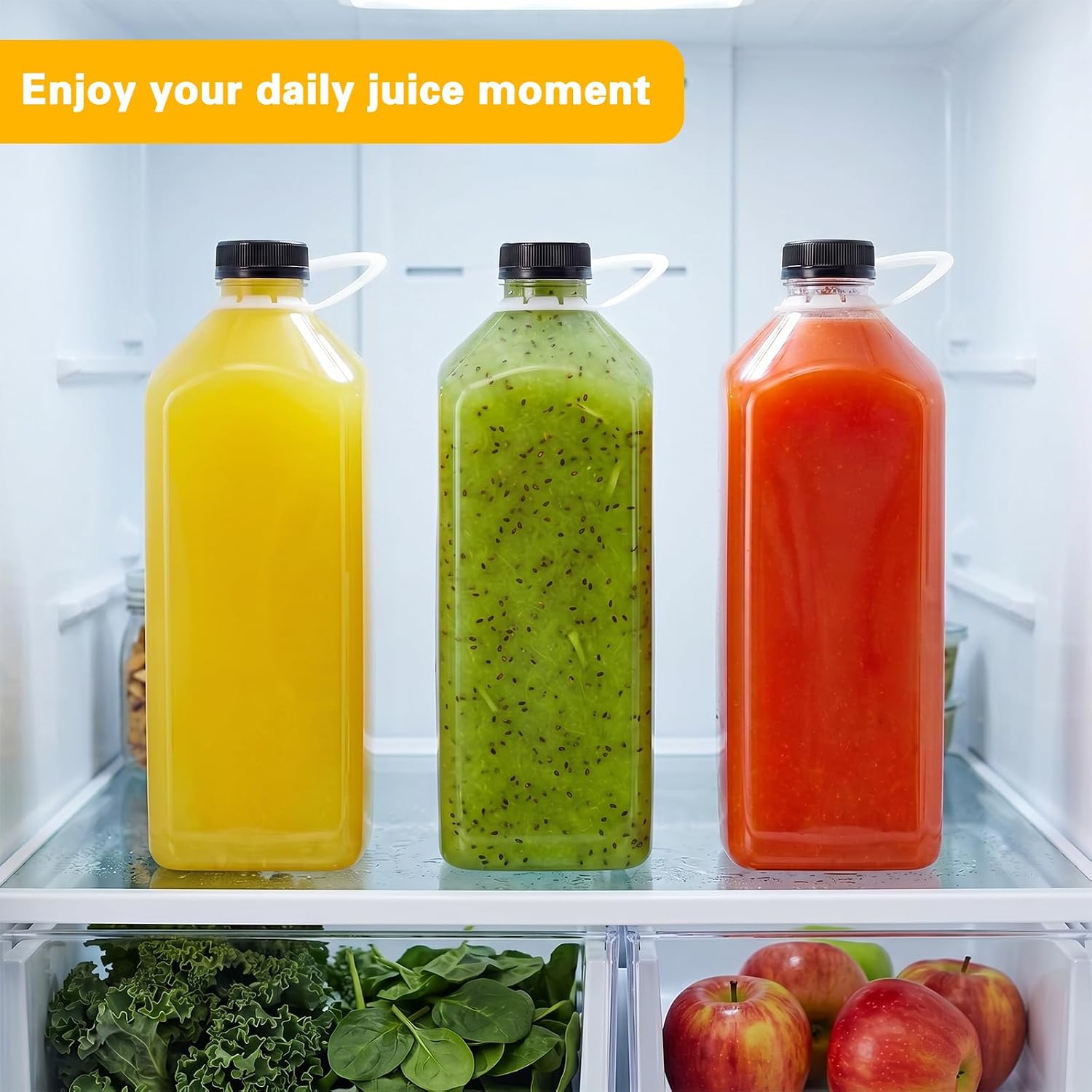 64oz Plastic Bottles for Juicing, 6pcs Plastic Drink Bottles with Caps
