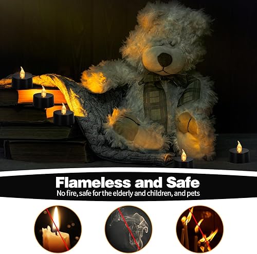 Miniatura 38 de Velas de té LED, paquete de 24 velas de té parpadeantes sin llama, luz amarilla cálida, duran más de 200 horas, funcionan