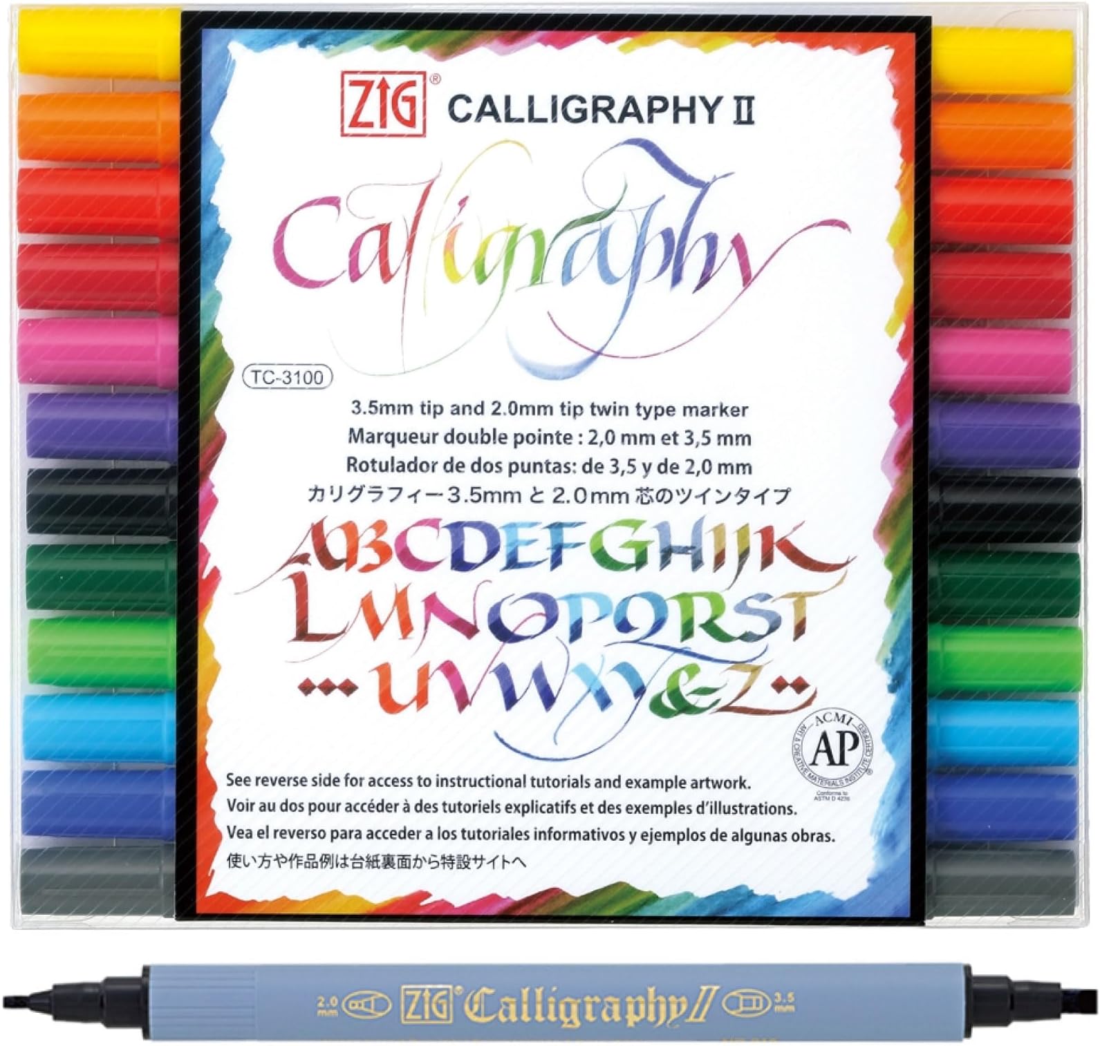 Kuretake ZIG Calligraphy II 12 Colors Water-Based Pen TC-3100/12V