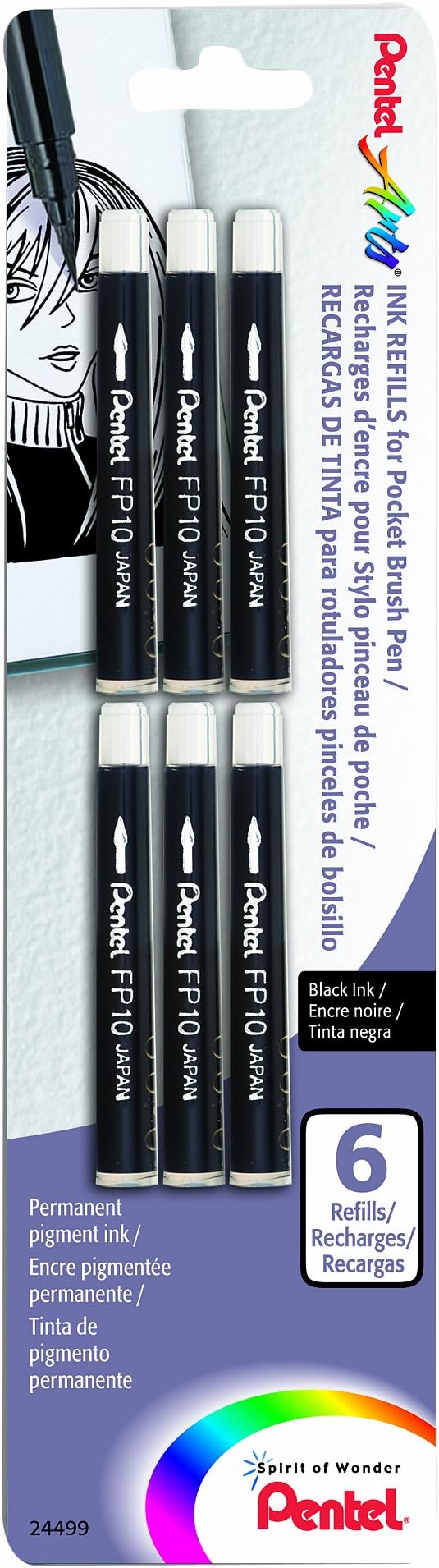 Ink Pocket Brush Pen Refills 6 kg Black