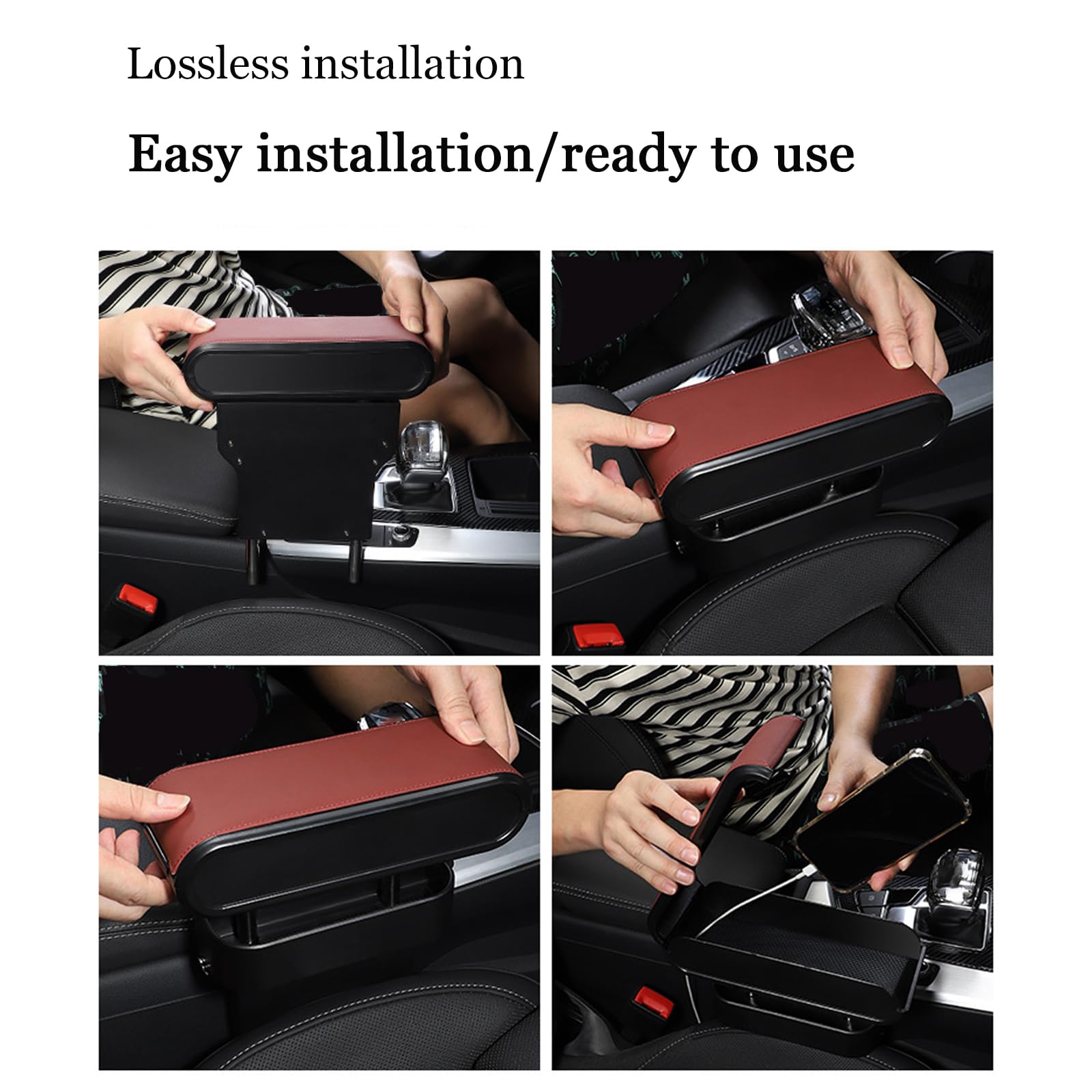 Auto Armlehne Box für Mitsubishi Colt Z30 Colt ClearTec 2004-2012, Auto Mittelkonsole Armlehne Auto Mittelkonsole Aufbewahrungsbox MittelArmlehnen Auto Innenausstattungs Zubehör,A Black
