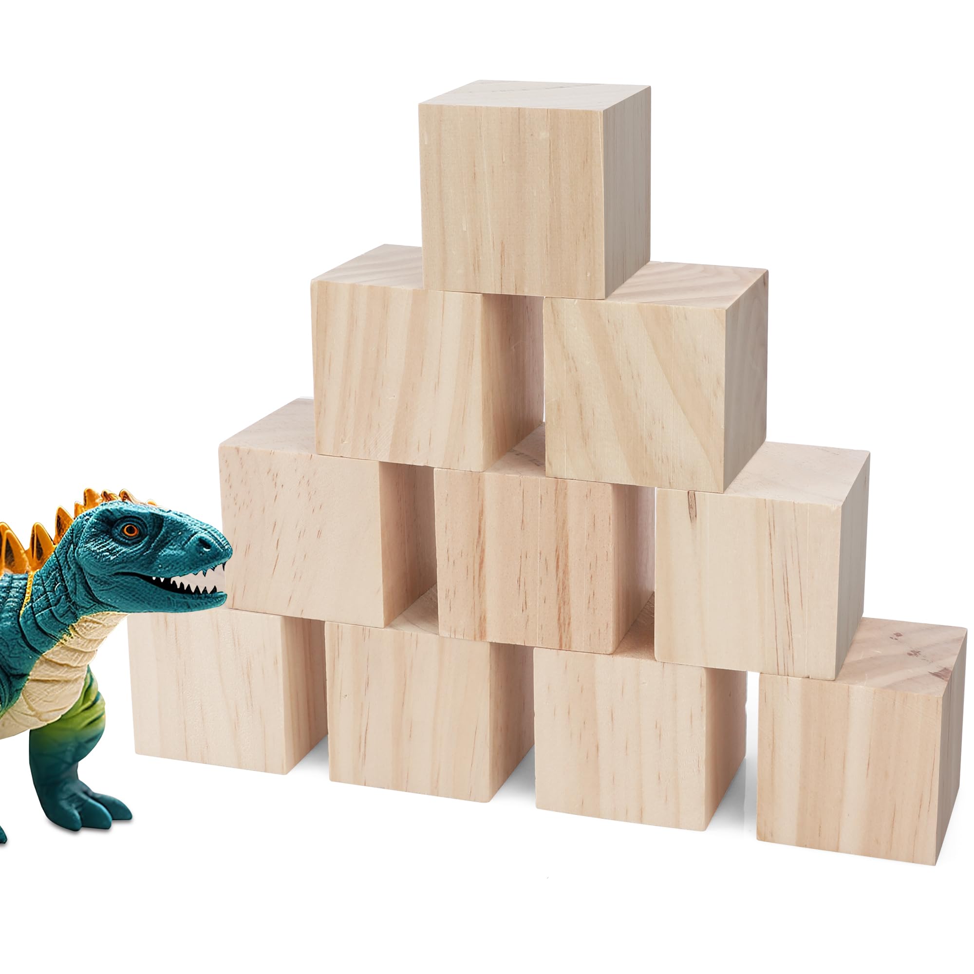 SOSMAR 12 Cubos de Madera Natural de 5 cm (50x50x50 mm) en Blanco para