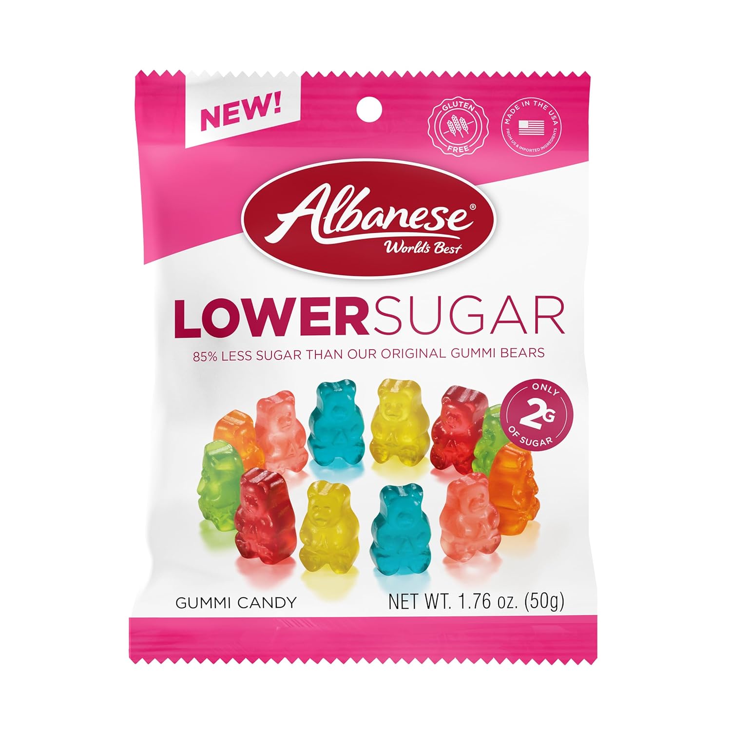 Albanese World's Best Lower Sugar, Gluten Free Gummi Bears